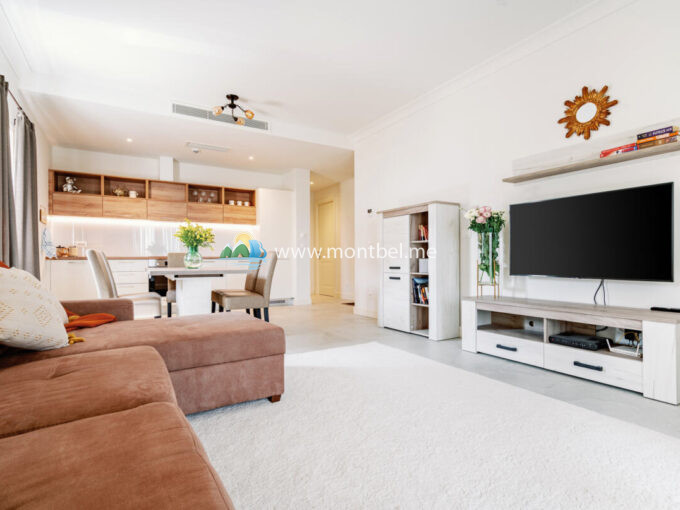 Салон с современной мебелью в квартире в Луштица Бэй