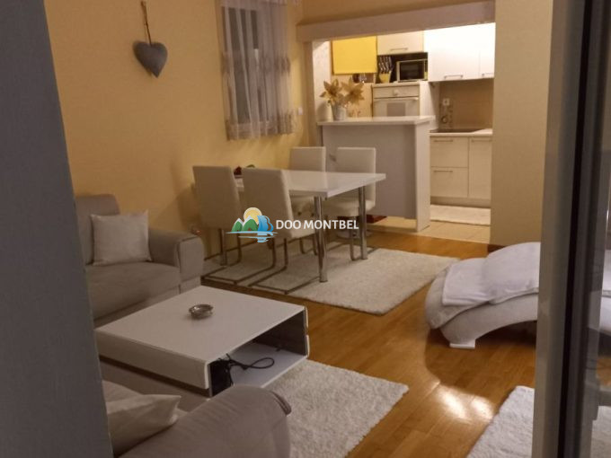 Современная гостиная с кухней и светлыми стенами